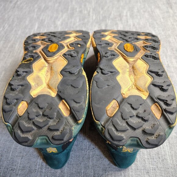 Hoka One One Teal and Yellow Athletic Shoes - Picture 10 of 11